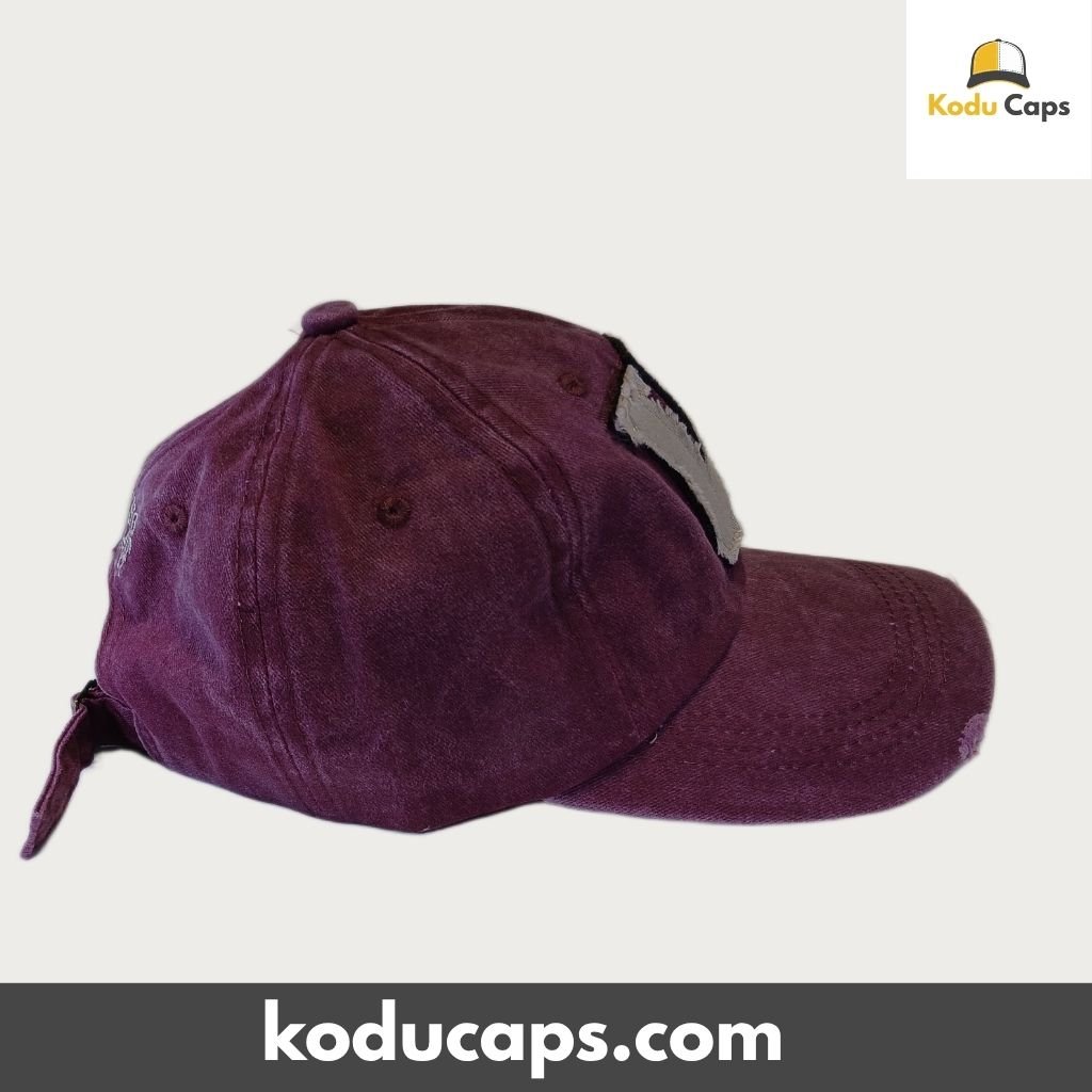 Distressed Burgundy ‘W’ Adjustable Dad Cap – Vintage Washed Letter Hat - Image 6