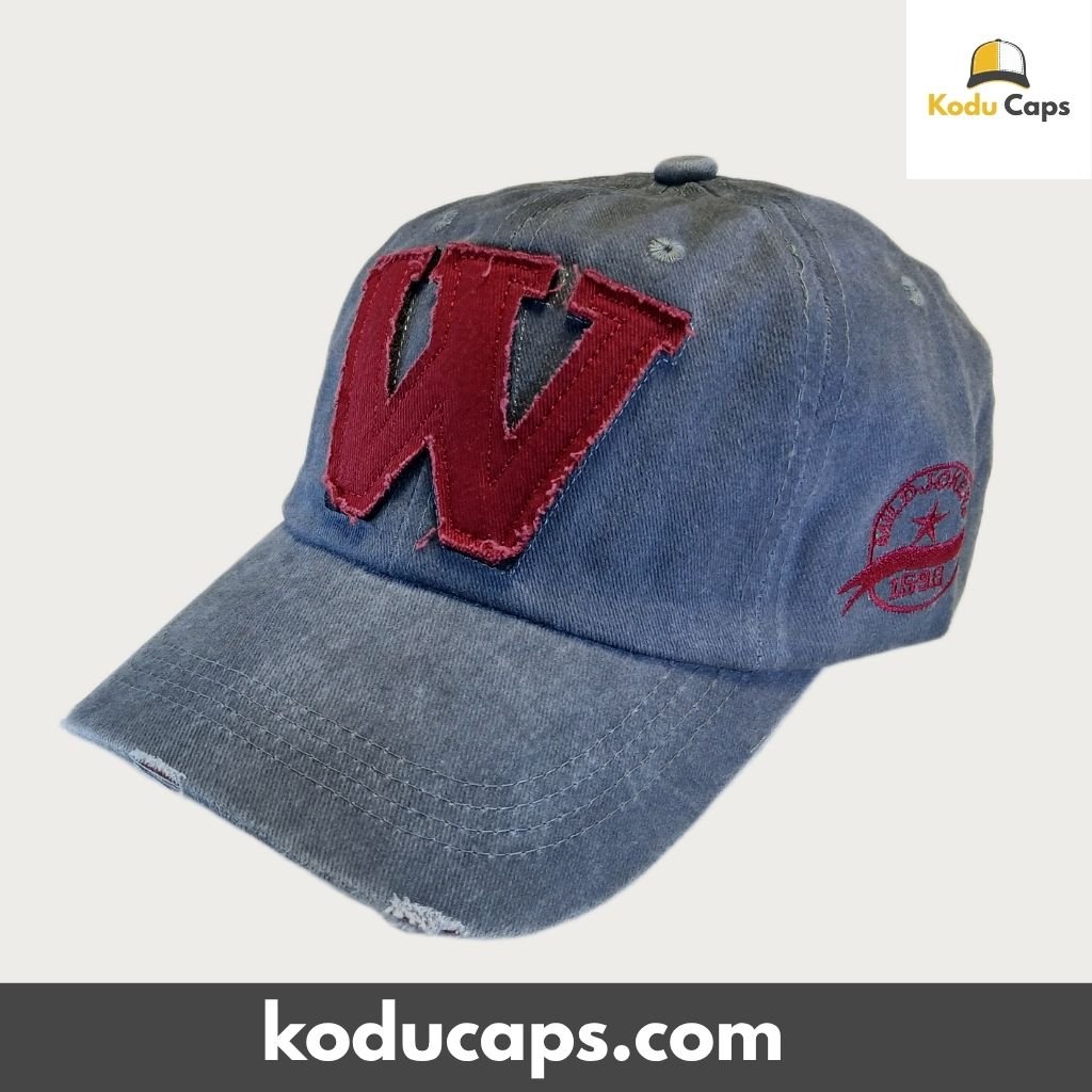 Distressed Burgundy ‘W’ Adjustable Dad Cap – Vintage Washed Letter Hat - Image 7
