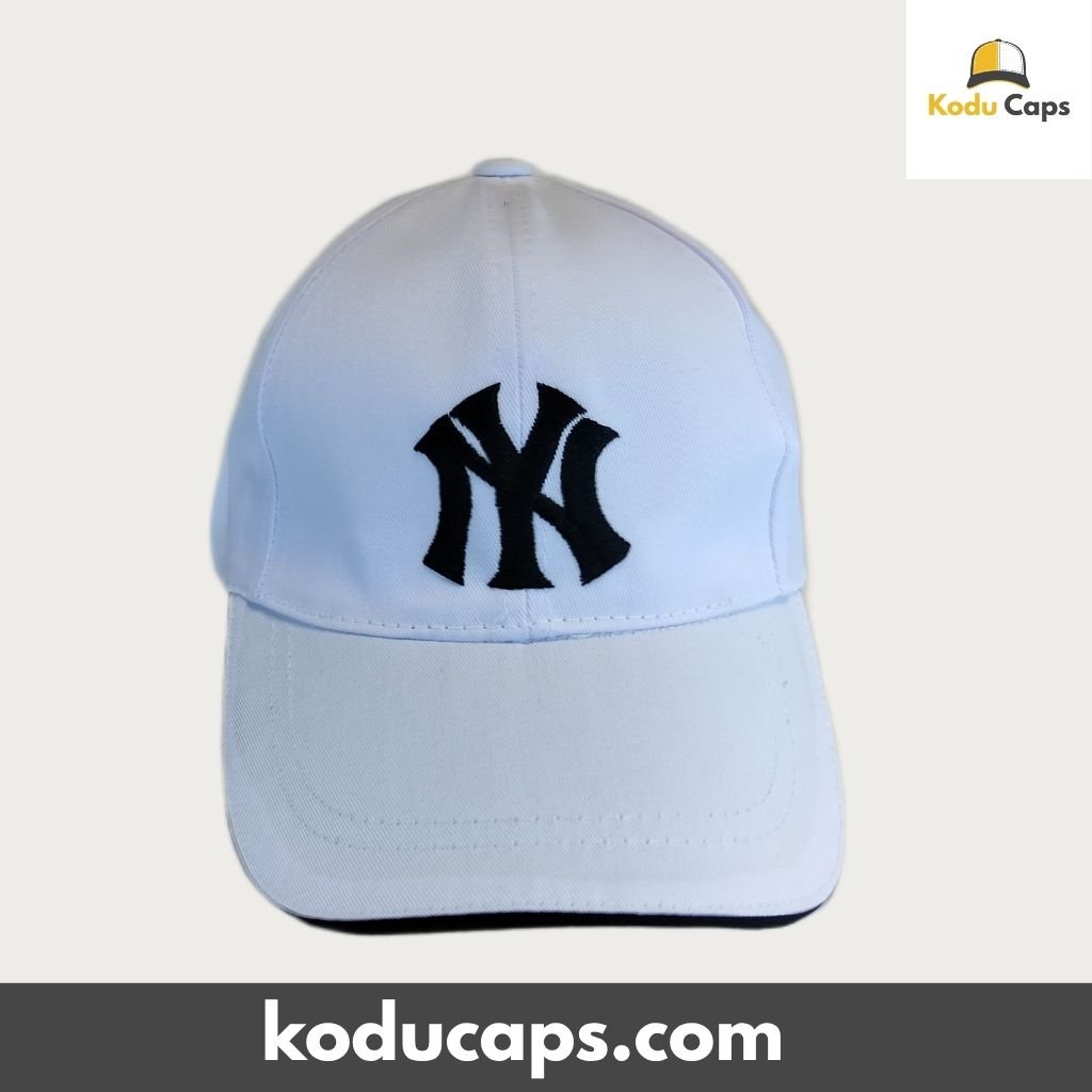 Classic NY Logo(Stacked Middle) Baseball Cap - Embroidered Logo with Contrast Piping Trim - Image 3