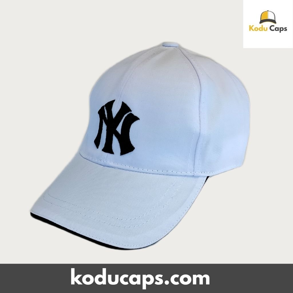 Classic NY Logo(Stacked Middle) Baseball Cap - Embroidered Logo with Contrast Piping Trim - Image 2