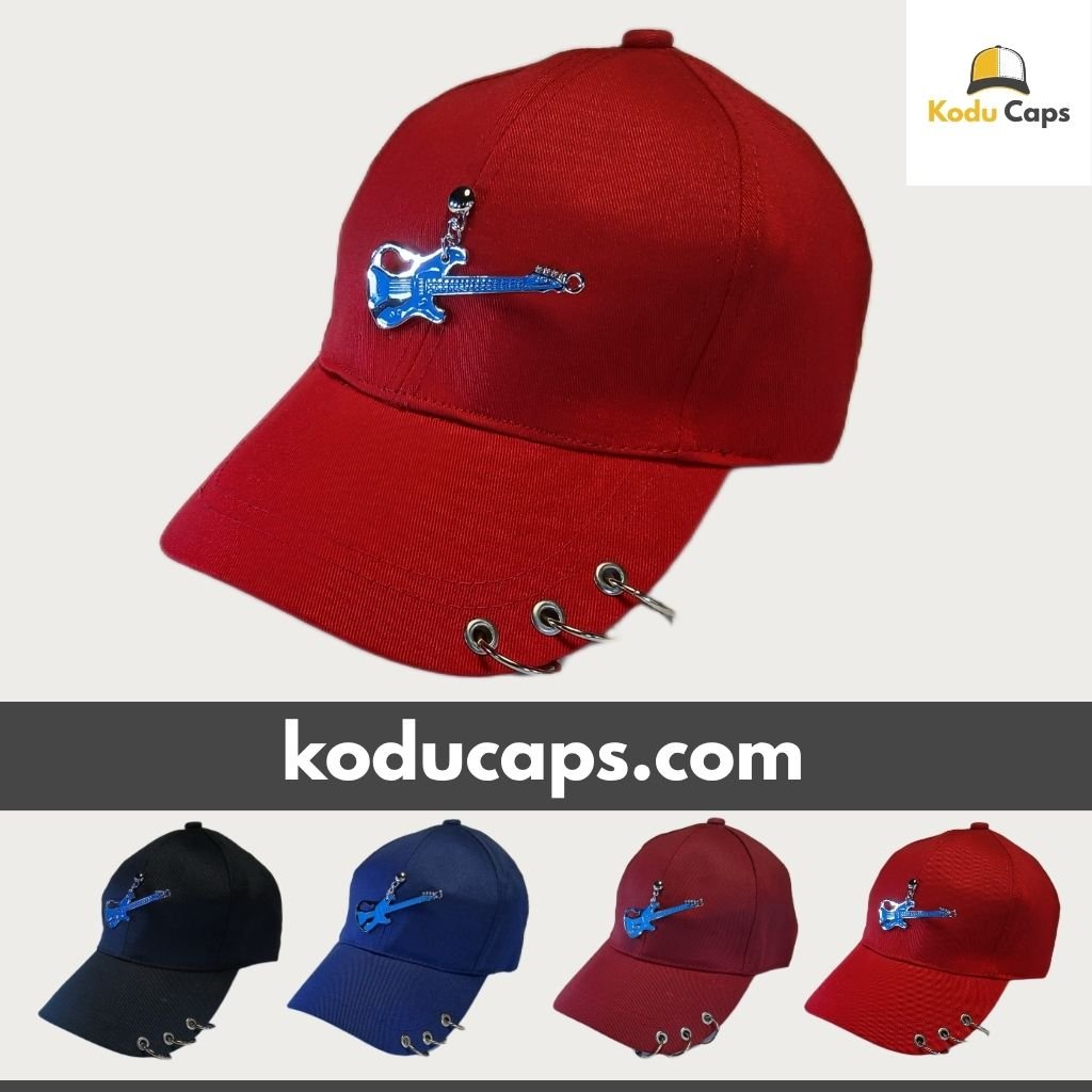 Electric Guitar Cap with Metal Piercing Rings - Rock Music Style