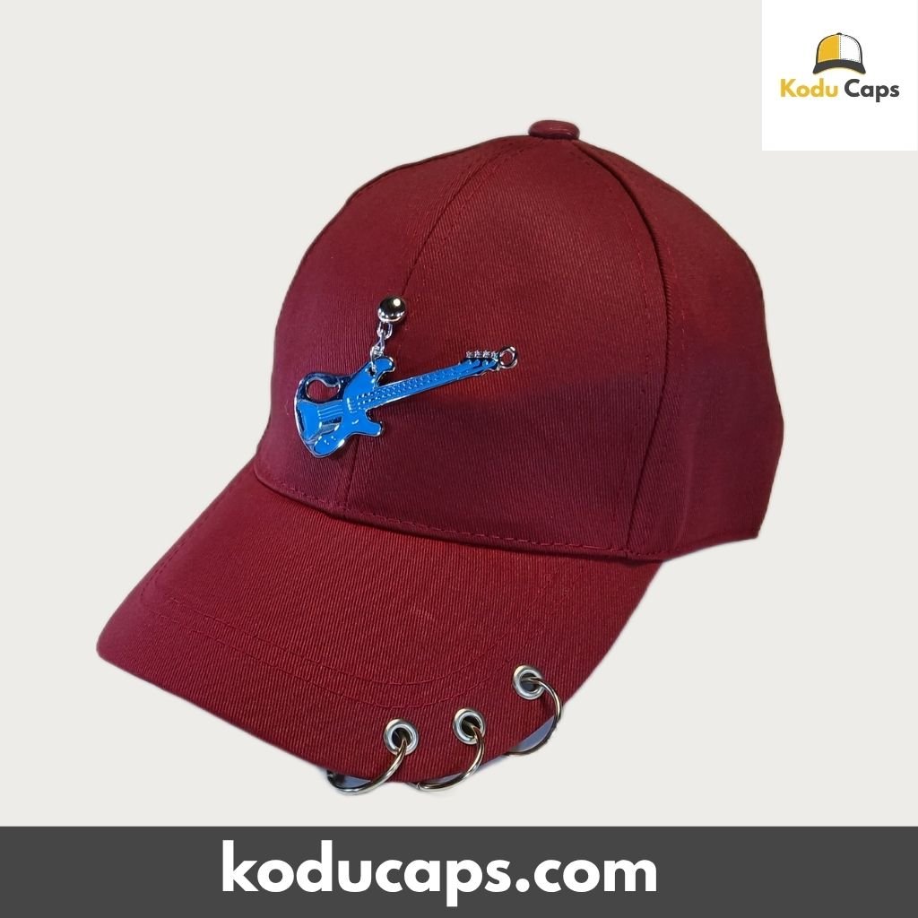 Electric Guitar Cap with Metal Piercing Rings - Rock Music Style - Image 2