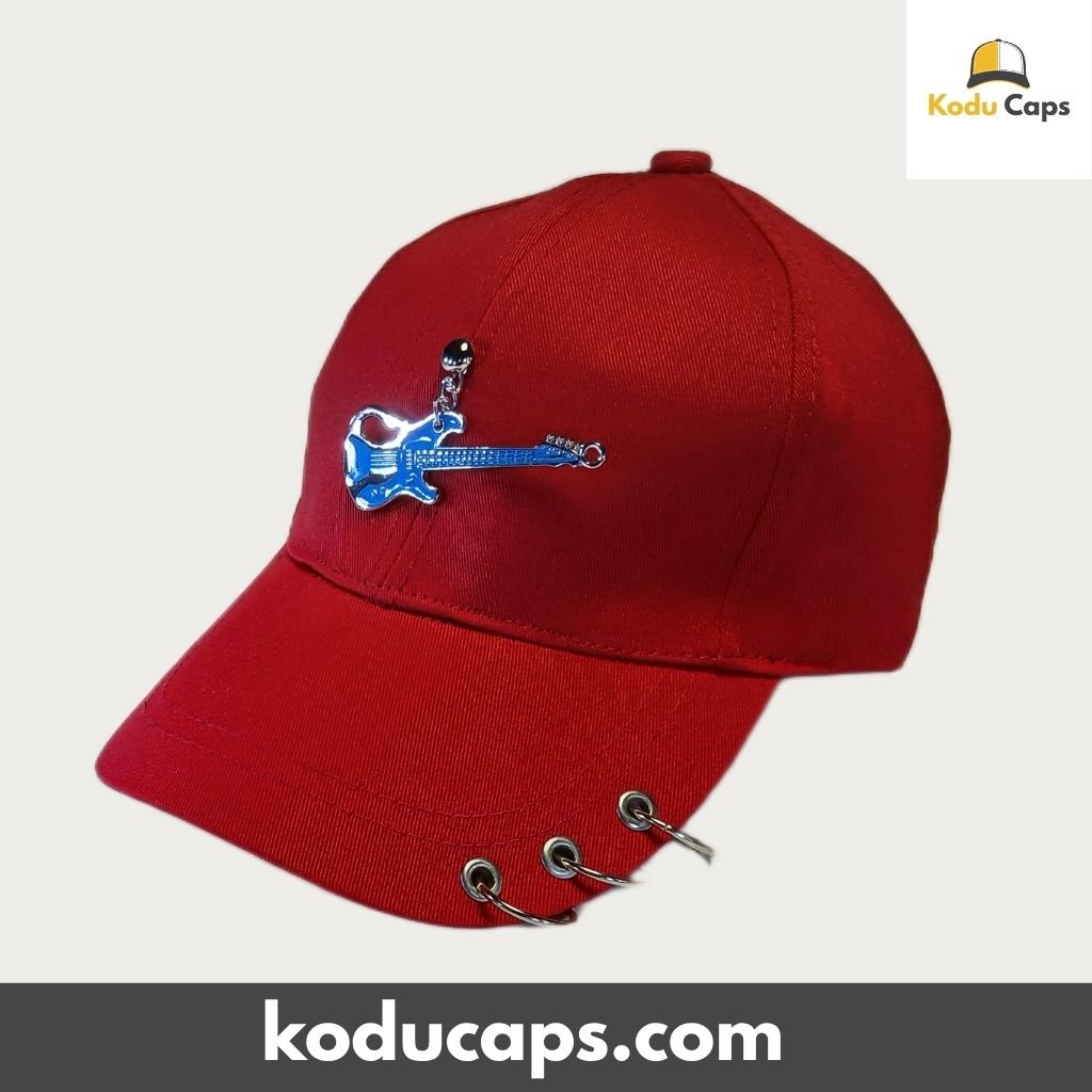 Electric Guitar Cap with Metal Piercing Rings - Rock Music Style - Image 5