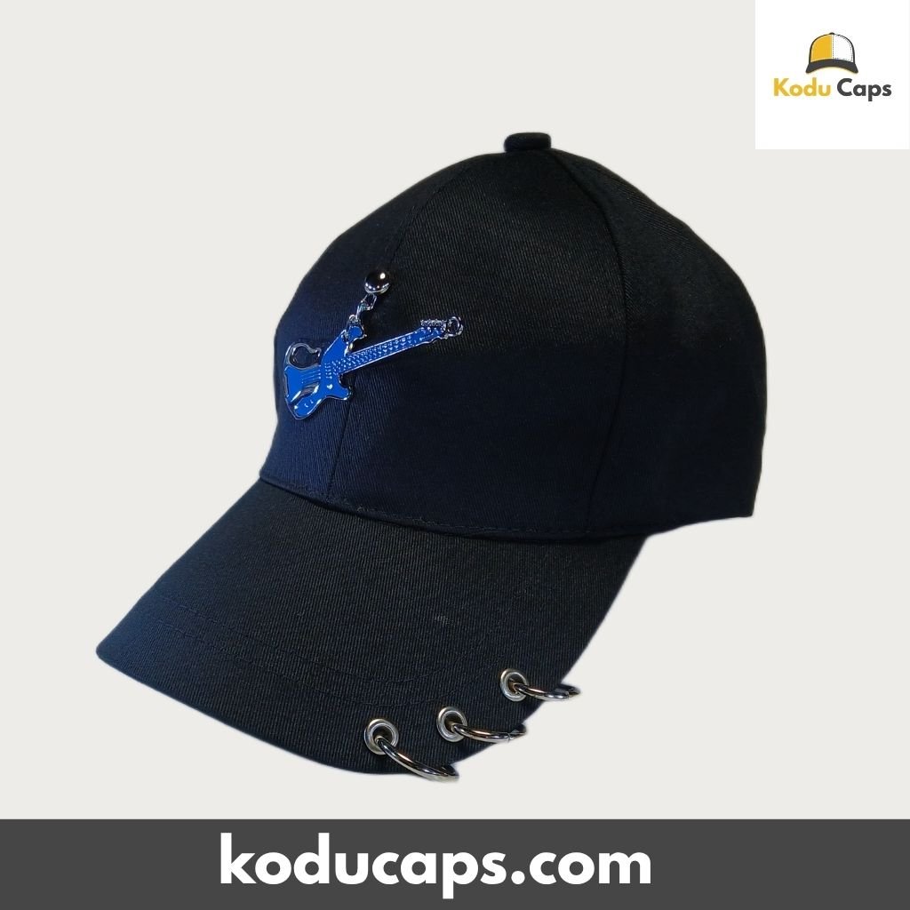 Electric Guitar Cap with Metal Piercing Rings - Rock Music Style - Image 7