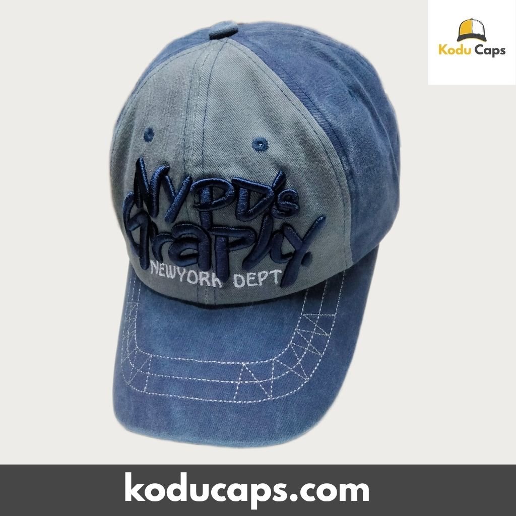 Two-Tone Vintage Washed Adjustable Dad Cap - NYPD's Graphy NEWYORK DEPT - Image 3